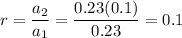 r=\dfrac{a_2}{a_1}=\dfrac{0.23(0.1)}{0.23}=0.1