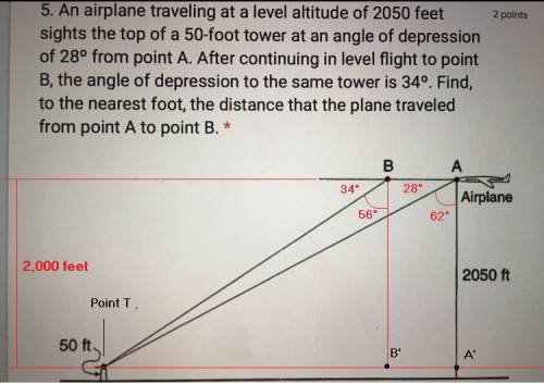 Find, to the nearest foot, the distance that the plane traveled from point a to point b
