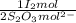 \frac{1 I_2 mol}{2 S_{2}O_3 mol^{2-}}