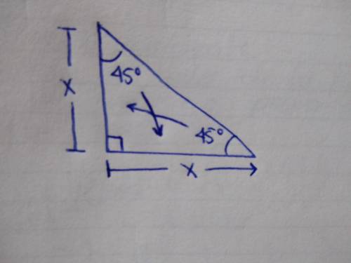If the altitude of an isosceles right triangle has a length of x units, what is the length of one le