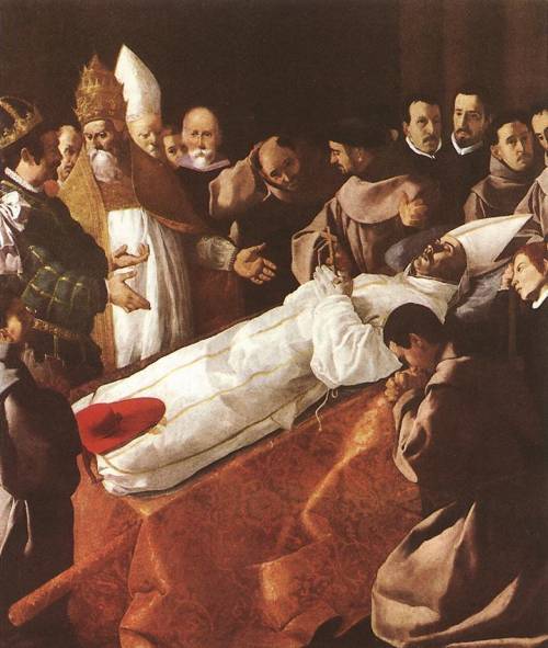 If the clothing of the saint was the only light area in the funeral of st. bonaventure, the viewers