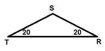In δtrs, m∠t = 20 and the m∠r = 20. which statement is true about the sides of the triangle?  a) tr
