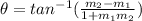 \theta =tan^{-1}(\frac{m_2-m_1}{1+m_1m_2})