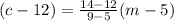 (c-12)=\frac{14-12}{9-5} (m-5)
