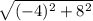 \sqrt{(-4)^2+8^2}