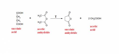 Write a complete reaction of succinic acid and acetic anhydride