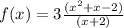 f(x)=3\frac{(x^{2}+x-2)}{(x+2)}