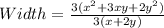 Width= \frac{3( x^{2} +3xy+2 y^{2}) }{3(x+2y)}