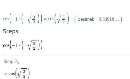 What is the value of cos-1(-sqrt3/2)?