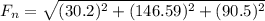 F_{n} =\sqrt{(30.2)^{2}+( 146.59) ^{2} +(90.5) ^{2}   }