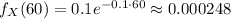 f_X(60)=0.1e^{-0.1\cdot60}\approx0.000248