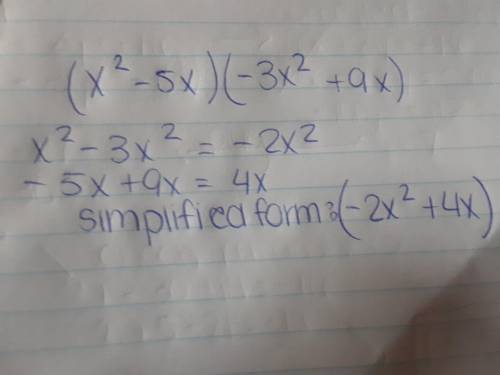 What is the simplified form of the expression?   (x^2 - 5x) - (3x^2 + 9x)