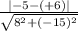 \frac{| -5 - (+6) |}{\sqrt{8^{2} +(-15)^{2}  } }