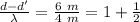 \frac{ d - d ' }{\lambda} = \frac{ 6 \ m }{4 \ m} = 1 + \frac{1}{2}