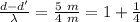 \frac{ d - d ' }{\lambda} = \frac{ 5 \ m }{4 \ m} = 1 + \frac{1}{4}