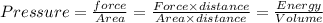 Pressure=\frac{force}{Area}=\frac{Force\times distance}{Area \times distance}=\frac{Energy}{Volume}