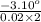 \frac{-3.10^o}{0.02\times2}