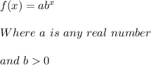 f(x)=ab^x \\ \\ Where \ a \ is \ any \ real \ number \\ \\ and \ b  0