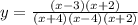 y=\frac{(x-3)(x+2)}{(x+4)(x-4)(x+2)}