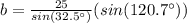 b=\frac{25}{sin(32.5\°)}(sin(120.7\°))