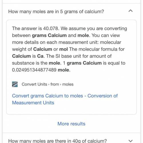How many moles of calcium,ca are in 5.00 g of calcium ? ?