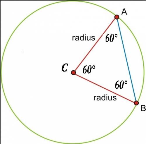In a circle with an 8-inch radius, a central angle has a measure of 60°. how long is the segment joi