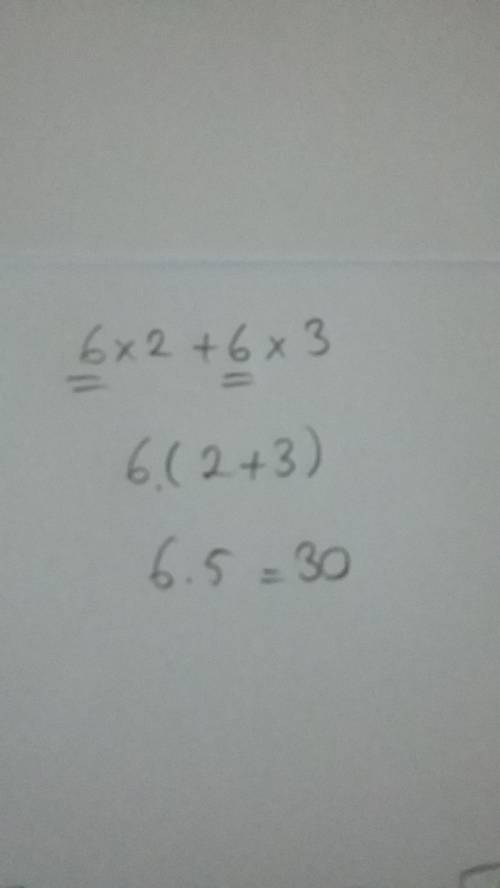 Use the distributive property to write 6×2+6×3 in expanded form