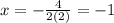 x=-\frac{4}{2(2)}=-1