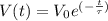 V(t) = V_0 e^{(- \frac{t}{\tau}) }