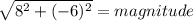 \sqrt{8^2+(-6)^2} = magnitude