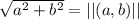\sqrt{a^2+b^2} = ||(a,b)||