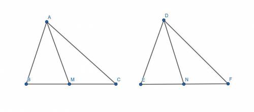Sketch and prove the following for the two congruent triangles ∆abc and ∆def. the medians drawn from
