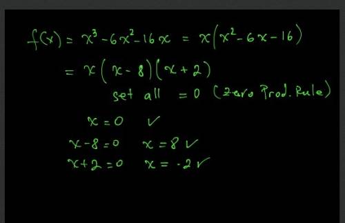 Which are the real zeros of this function?  f(x) = x3 – 6x2 – 16x