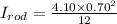 I_{rod} = \frac{4.10\times 0.70^2}{12}