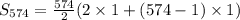 S_{574}=\frac{574}{2}(2\times 1+(574-1)\times 1)
