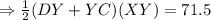 \Rightarrow \frac{1}{2}(DY+YC)(XY)=71.5