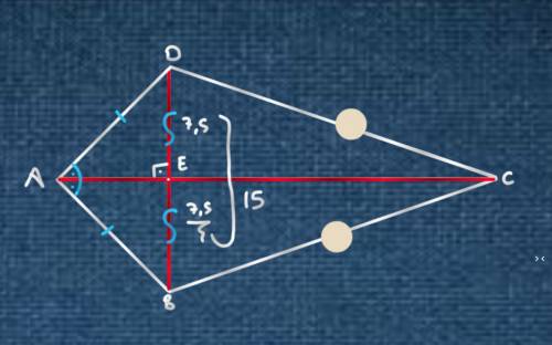 52. kite abcd has a longer diagonal ac with a length of 20in and a shorter diagonal bd with a length