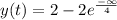 y(t)=2-2e^{\frac{-\infty}{4}}