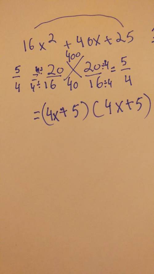 Factor completely:  16x2 + 40x + 25