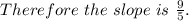 Therefore\ the\ slope\ is\ \frac{9}{5}.