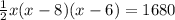 \frac{1}{2}  x(x-8)(x-6)=1680