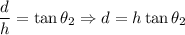 \dfrac{d}{h}=\tan\theta_2\Rightarrow d=h\tan\theta_2