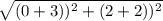 \sqrt{(0+3))^{2} +(2 +2))^{2}}