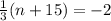 \frac{1}{3} (n + 15) = -2