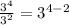 \frac{3^4}{3^2}=3^{4-2}