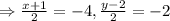 \Rightarrow \frac{x+1}{2}=-4, \frac{y-2}{2}=-2