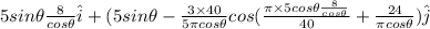 5sin\theta \frac{8}{cos\theta}\hat{i} + (5sin\theta - \frac{3\times 40}{5\pi cos\theta}cos(\frac{\pi \times 5cos\theta \frac{8}{cos\theta}}{40} + \frac{24}{\pi cos\theta})\hat{j}