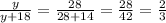 \frac{y}{y+18}=\frac{28}{28+14}=\frac{28}{42}=\frac{2}{3}