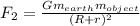 F_2=\frac{Gm_{earth}m_{object}}{(R+r)^2}