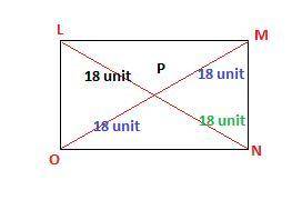 If lmno is a rectangle, and mo = 36, what is the length of np